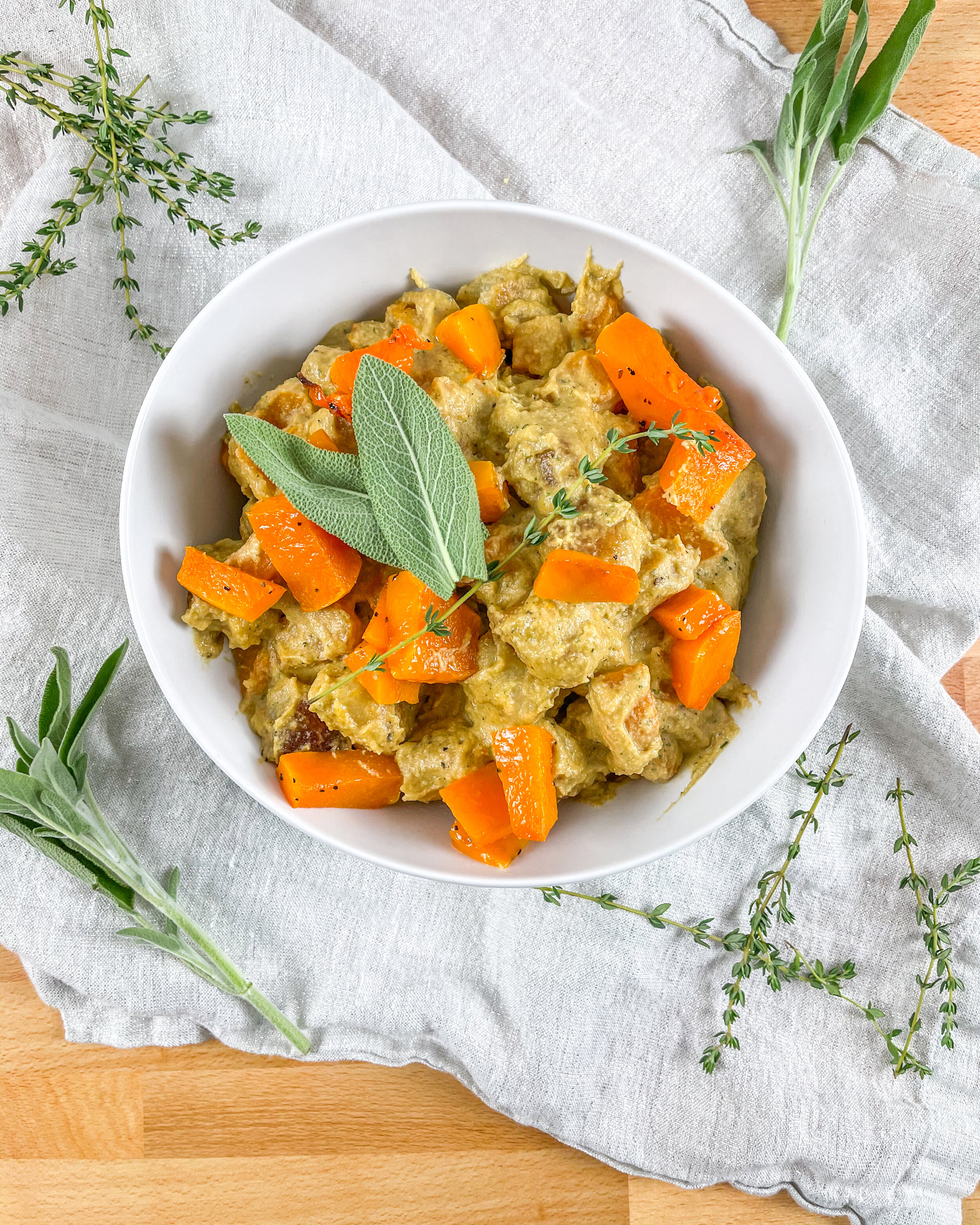 Butternut Squash Cauliflower Gnocchi with Cashew Cream Sauce